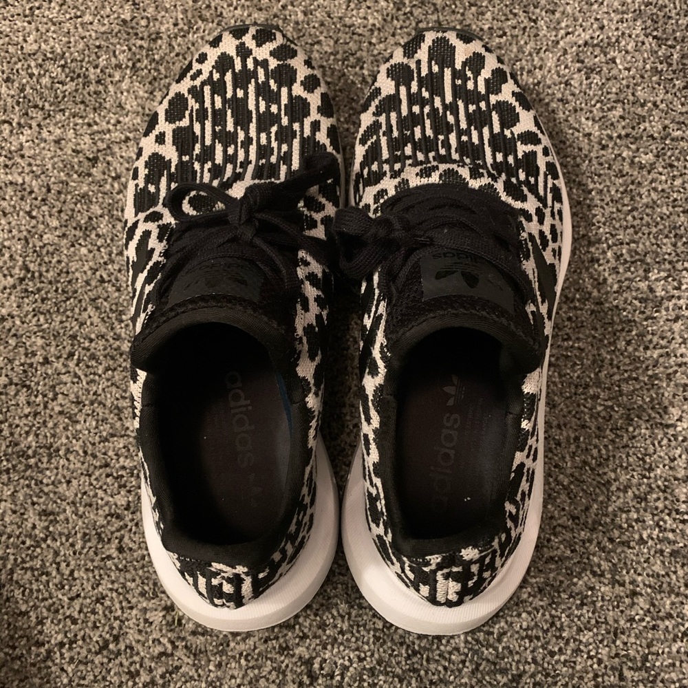Adidas black white animal spot sneakers